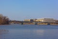 A view on John F. Kennedy Center for the Performing Arts in US capital from the Potomac River bank. Royalty Free Stock Photo